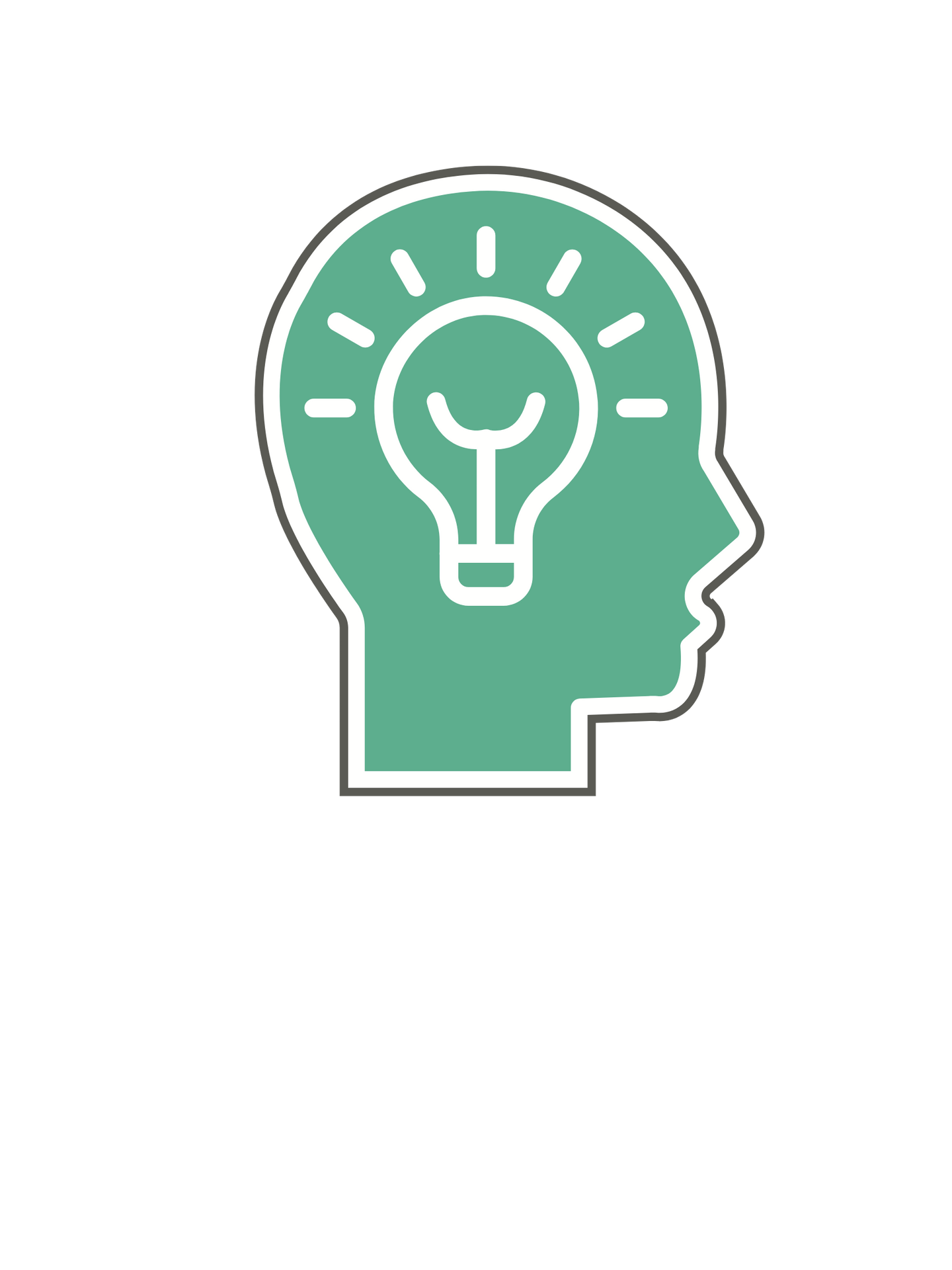 Cartoon profile with lightbulb in center