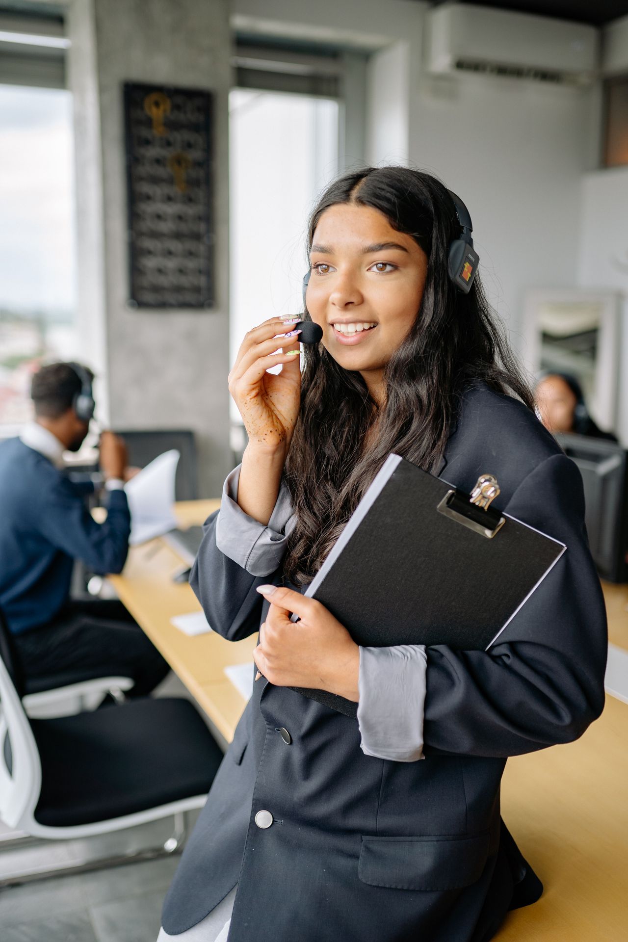 Worker with headset