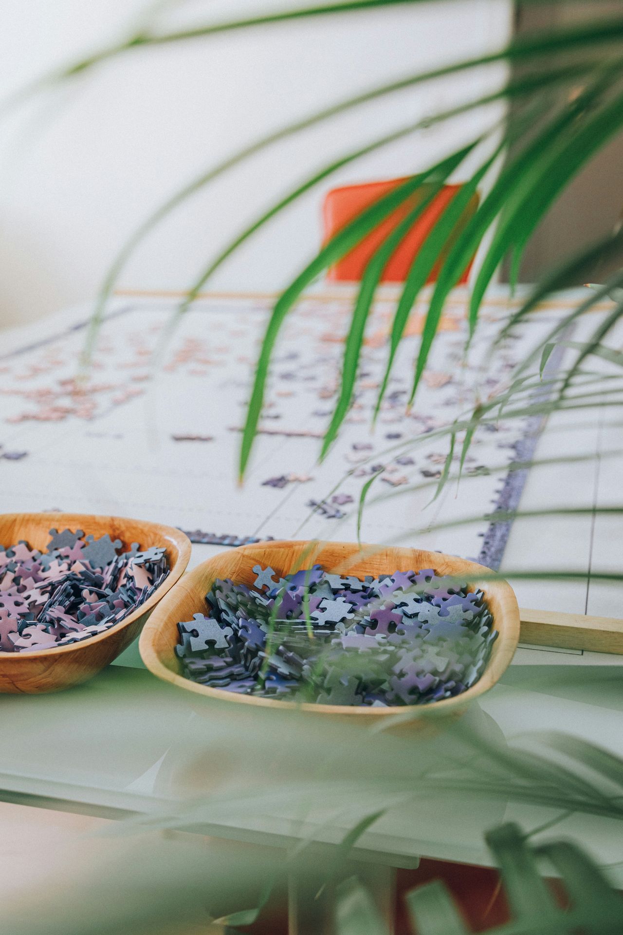 puzzle pieces in two bowls. pros and cons of group therapy alaska online telehealth therapist anxiety