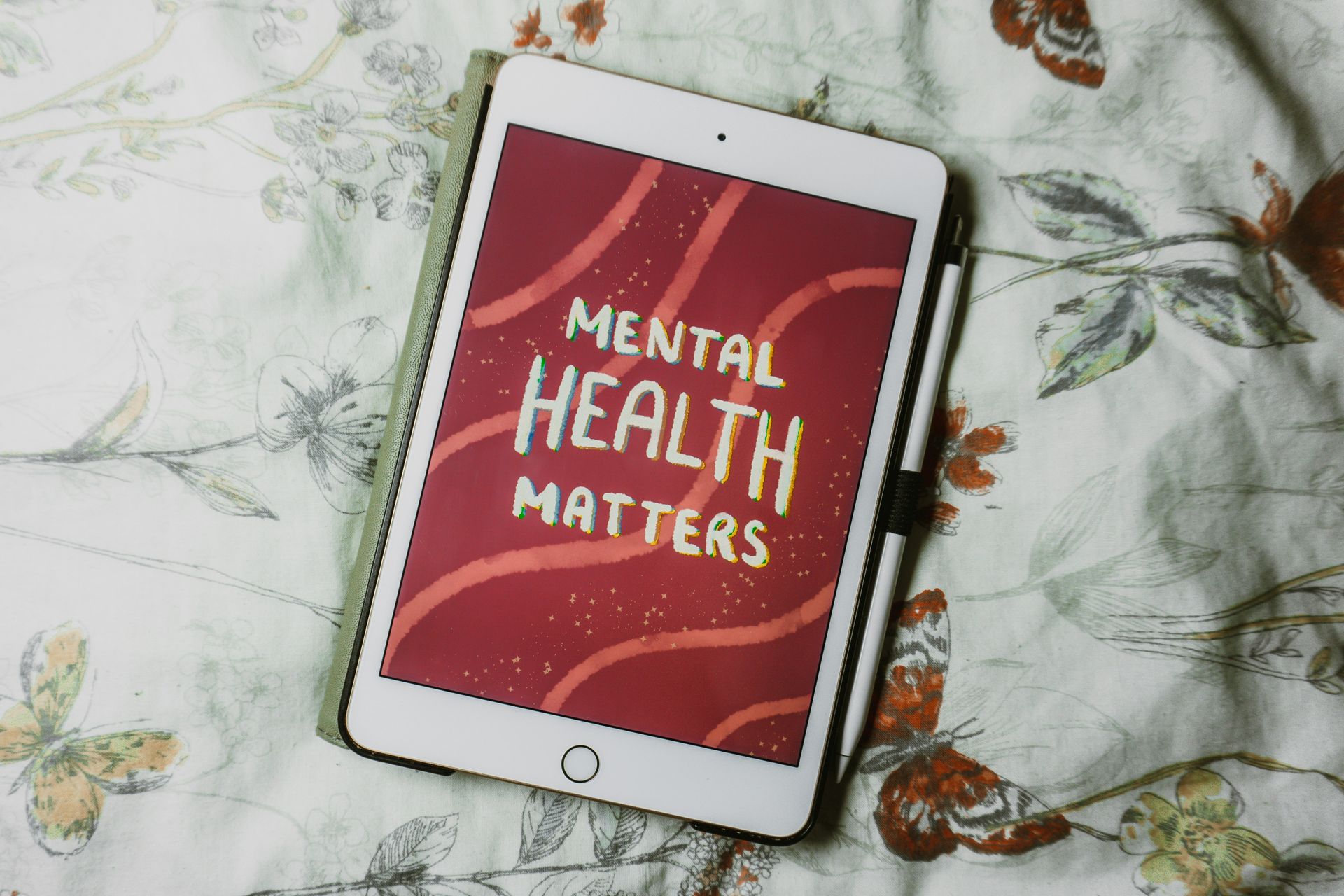 tablet with the text, "Mental health amtetrs." Habits that improve mental health