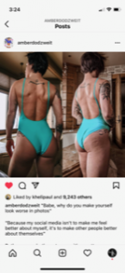 Woman in bathing suit that depicts different pictures for social media. Represents the need for mental health counseling in Katy, TX 77494