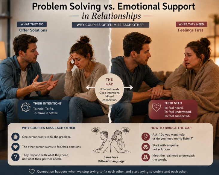 Problem Solving vs. Emotional Support in Relationships: Why Couples Often Miss Each Other