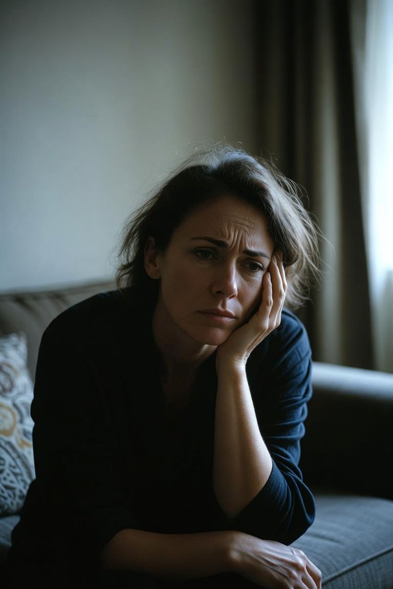 women reflecting on being blue or more?